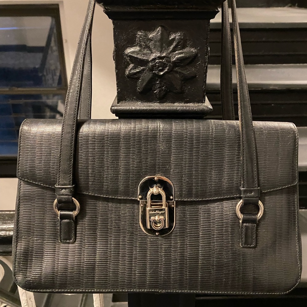 Ferragamo Black Leather Purse